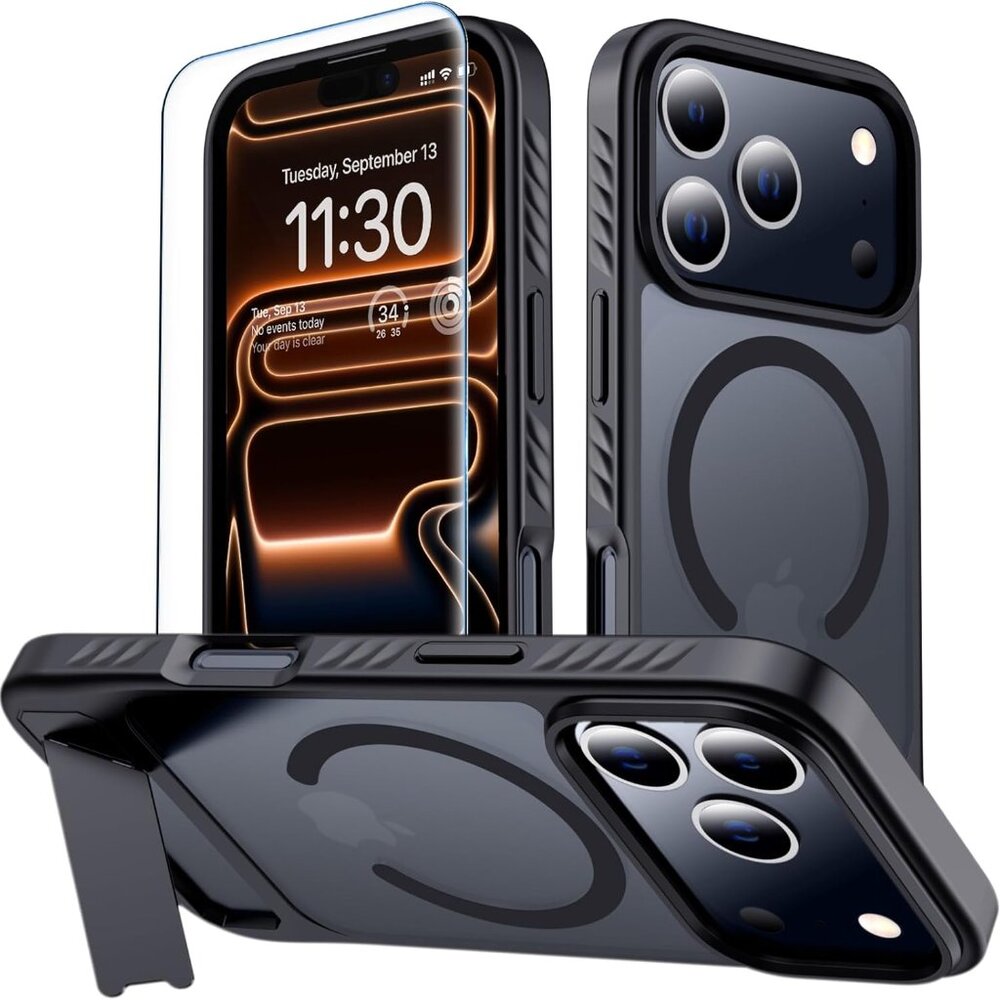 MOZOTER iPhone 17 Pro Case + Screen Protector Black